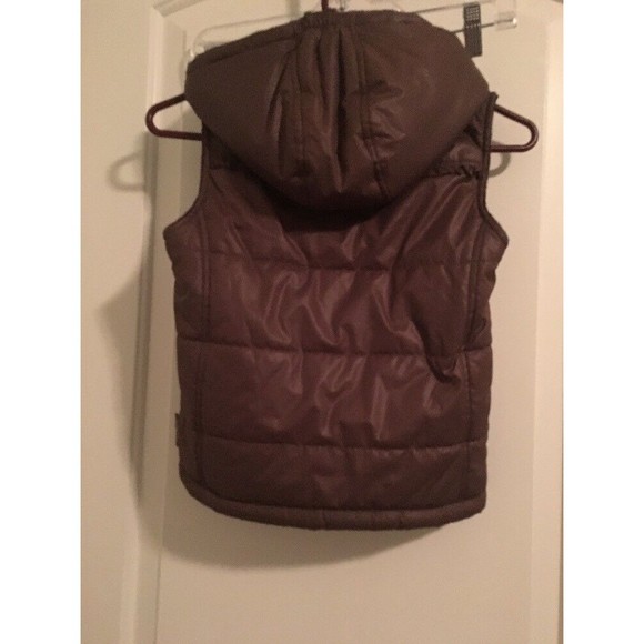 Aeropostale Girls Brown Full Zip Puffer Vest Jacket Hooded Size 6/6X - Picture 8 of 11